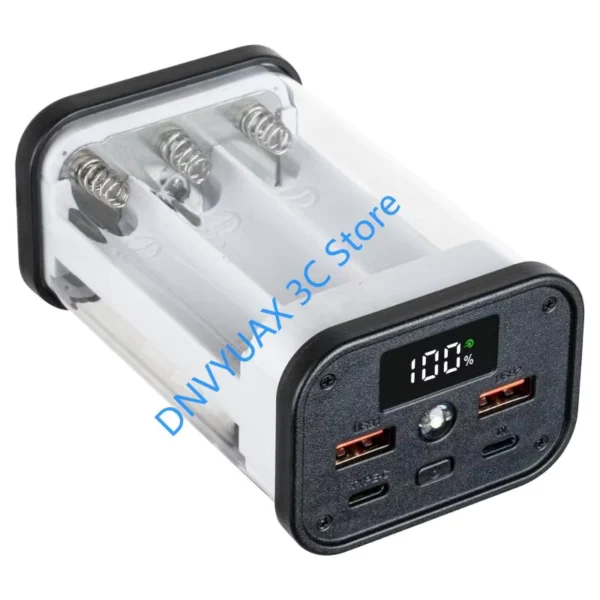 22.5W Transparent DIY PowerBank Case for 6x18650 Batteries