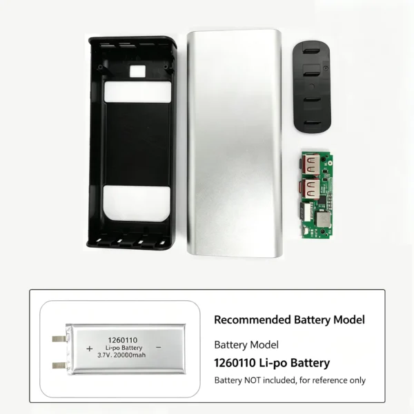 20000mAh Aluminum DIY Power Bank Shell with Fast Charge