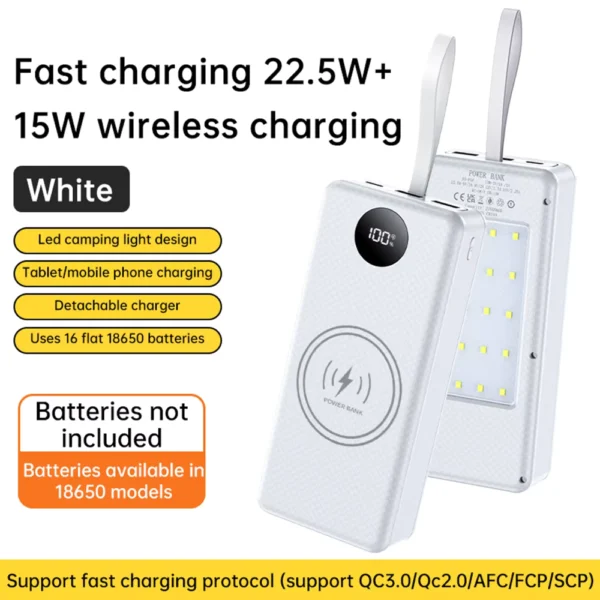 16 Slots 18650 Battery Power Bank Case 20000mAh Wireless PD