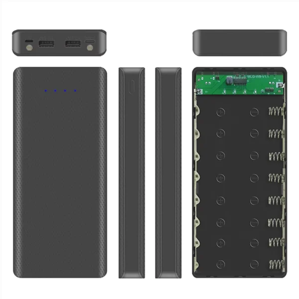 DIY 8-Slot 18650 Battery Power Bank Case with Type-C