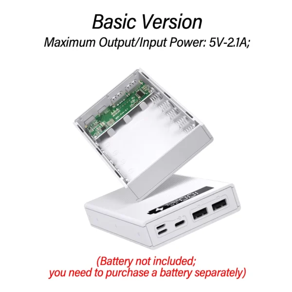 5-Cell 18650 DIY Power Bank Case Kit No Soldering