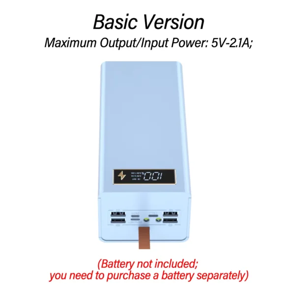 Detachable 24-Cell 18650 DIY Power Bank Kit with Wireless