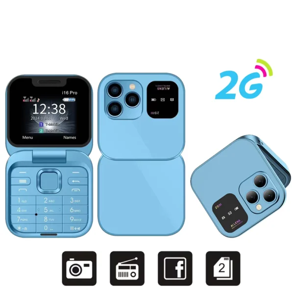 SERVO Mini Flip Phone 4G/2G Dual SIM with Flashlight
