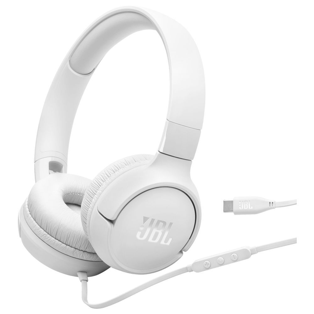 JBL Tune 520C USB-C Wired On-Ear Headphones White