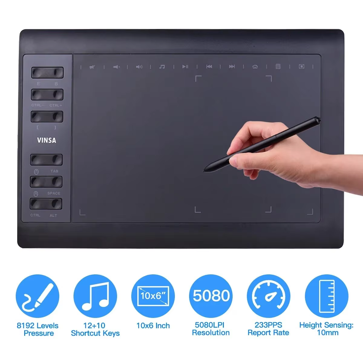 10×6 Inch Graphics Drawing Tablet with 22 Shortcut Keys product image