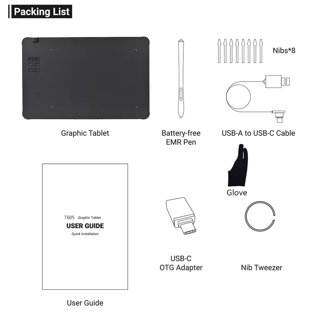 T1161 Graphics Tablet with Battery-free Stylus & 8192 Pressure Levels product image