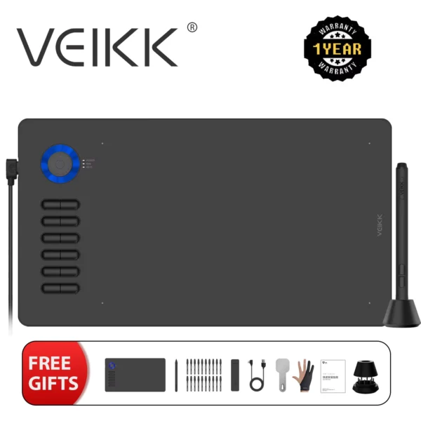 VEIKK A15PRO Digital Drawing Tablet with Rechargeable Pen