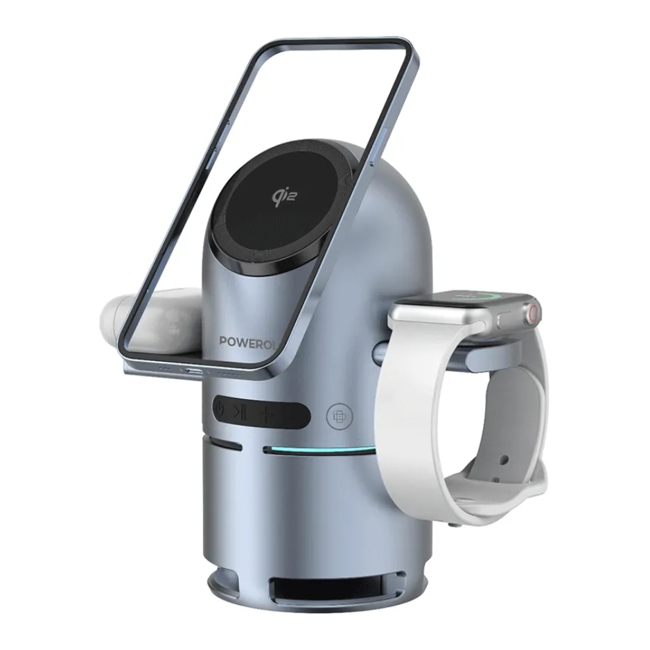 Powerology Qi2 Speaker Charge Station with Fast Wireless Charging