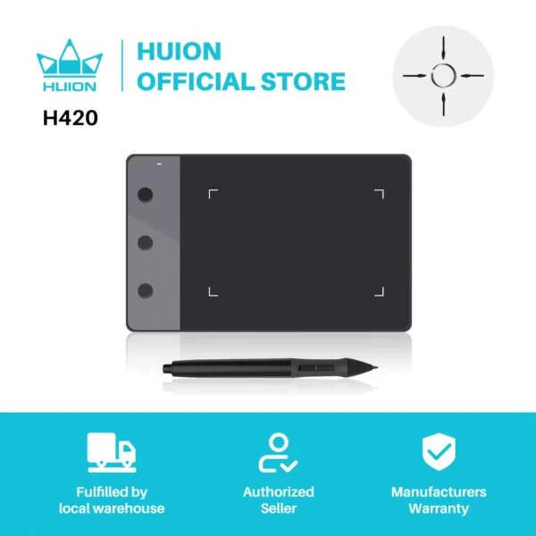 HUION H420 USB Digital Pen Graphics Tablet Black