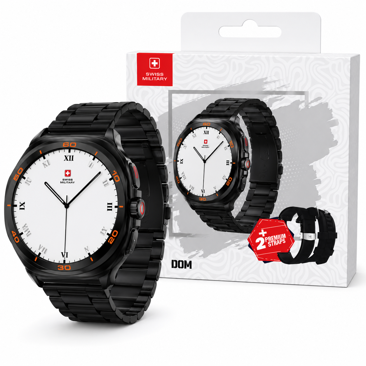 Swiss Military DOM 7 AMOLED Smartwatch with Dual Premium Straps