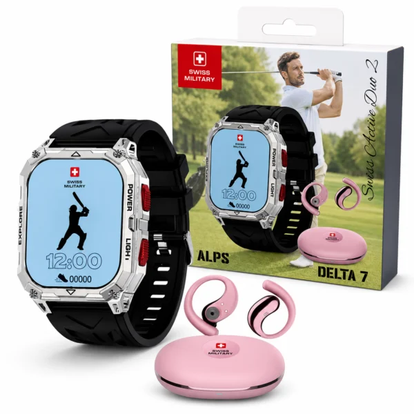 Swiss Military ALPS Delta 7 Smartwatch with Earbuds Black Pink