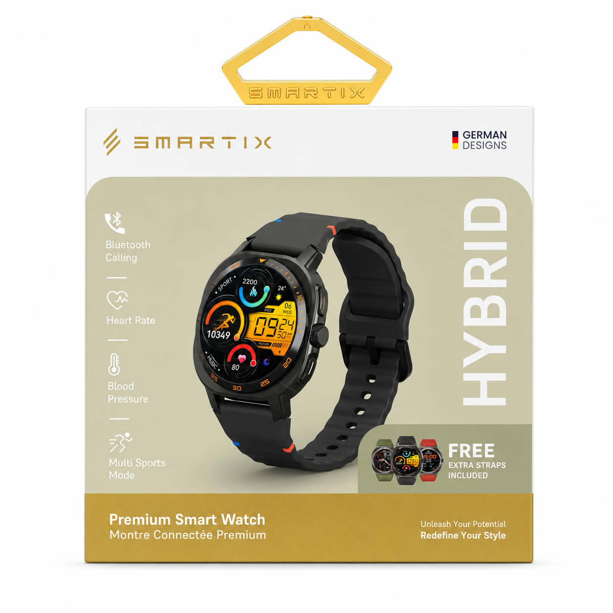 Smartix Premium Hybrid Smart Watch with 1.4 Inch AMOLED