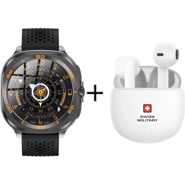 Swiss Military DOM7 Smartwatch with Victor 6 Earbuds Bundle