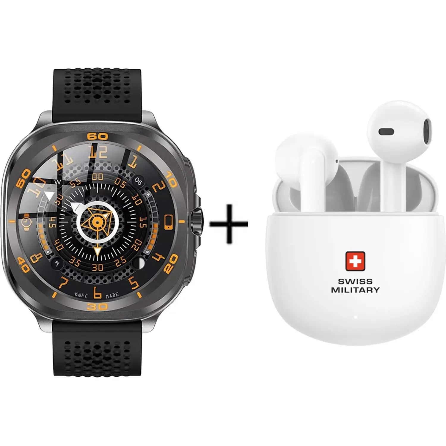 Swiss Military DOM7 Smartwatch with Victor 6 Earbuds Bundle