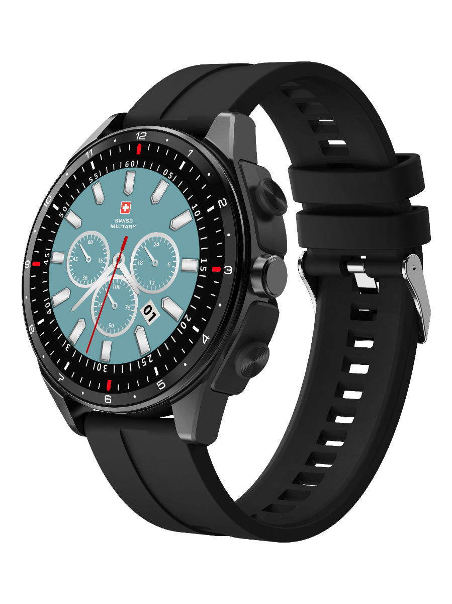 Dom Music Smartwatch with Black Silicon Strap
