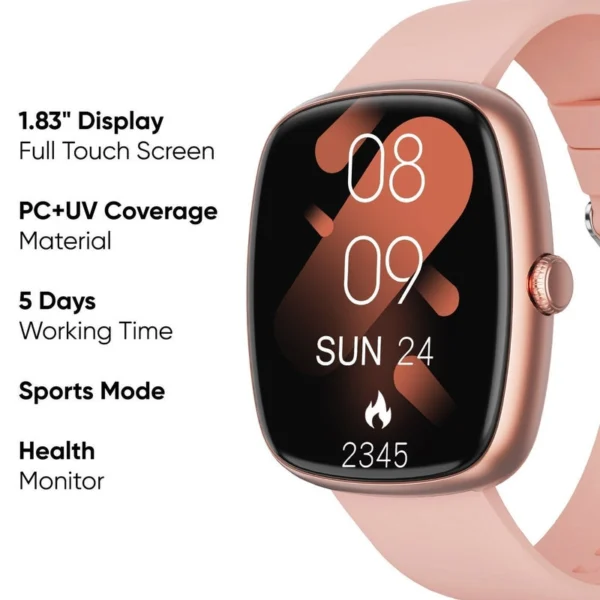 MYX PRO Pulse Pink Smartwatch with BT Calling & Health Monitor