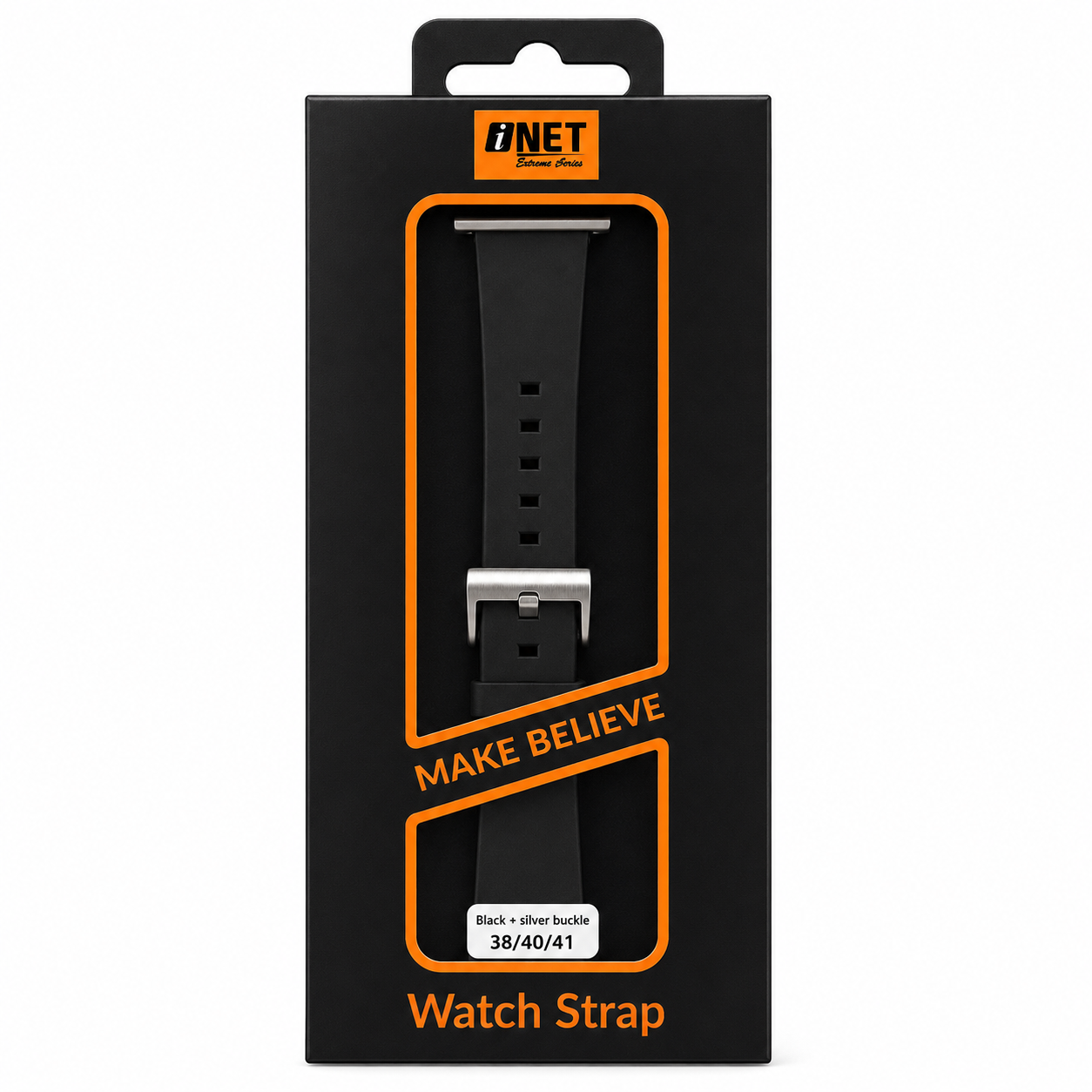 iNet Black Watch Strap with Silver Buckle 38/40/41mm