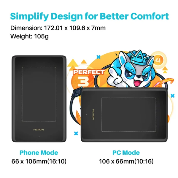 Huion Inspiroy H610X Graphics Tablet with Battery-Free Pen