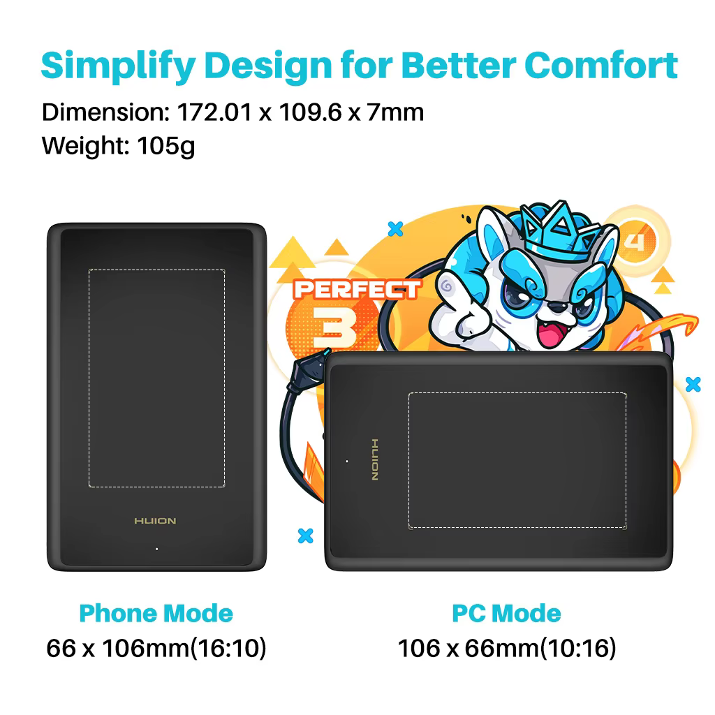 Huion Inspiroy H610X Graphics Tablet with Battery-Free Pen