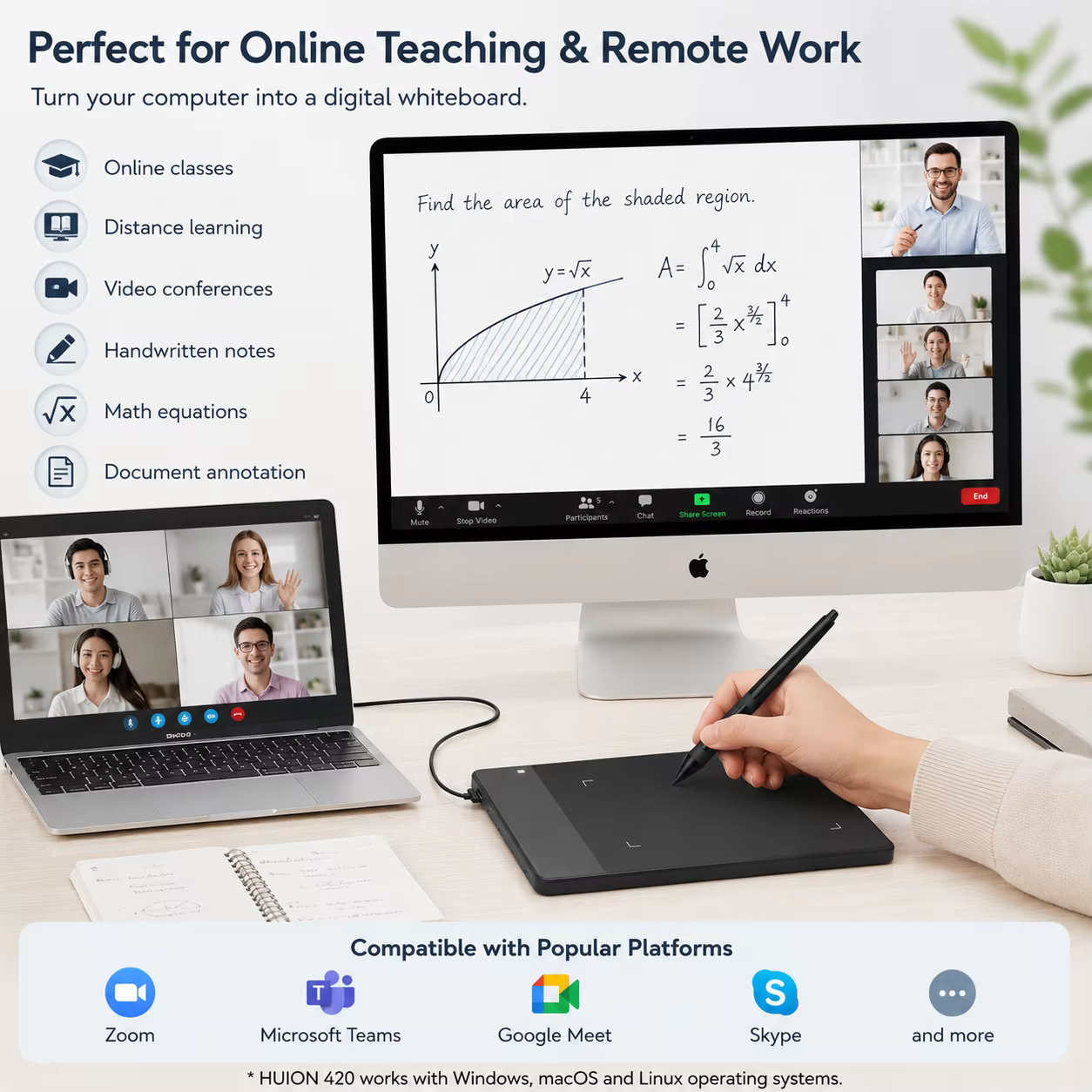HUION 420 Compact Graphics Drawing Tablet with Stylus