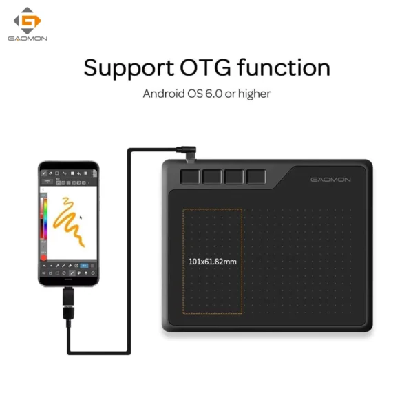 Gaomon S620 6.5x4 Inch Graphics Tablet with Battery-Free Pen