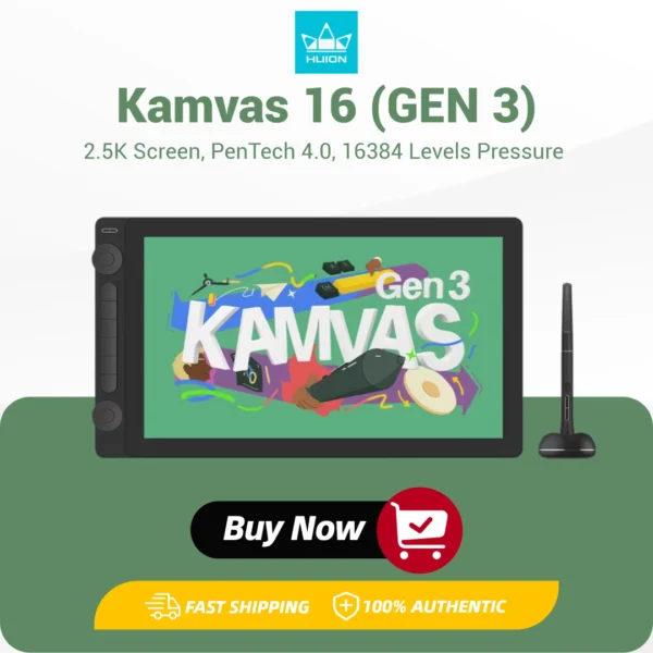 HUION Kamvas 16 Gen 3 15.8-Inch 2.5K QHD Drawing Tablet