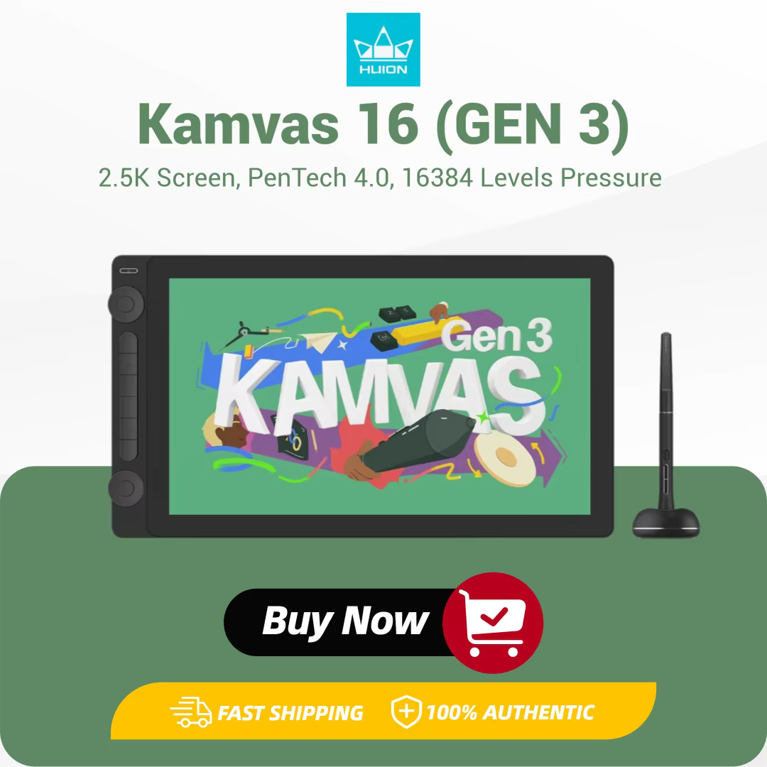 HUION Kamvas 16 Gen 3 15.8-Inch 2.5K QHD Drawing Tablet