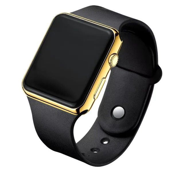 Sporty LED Digital Watch with Black Silicone Band