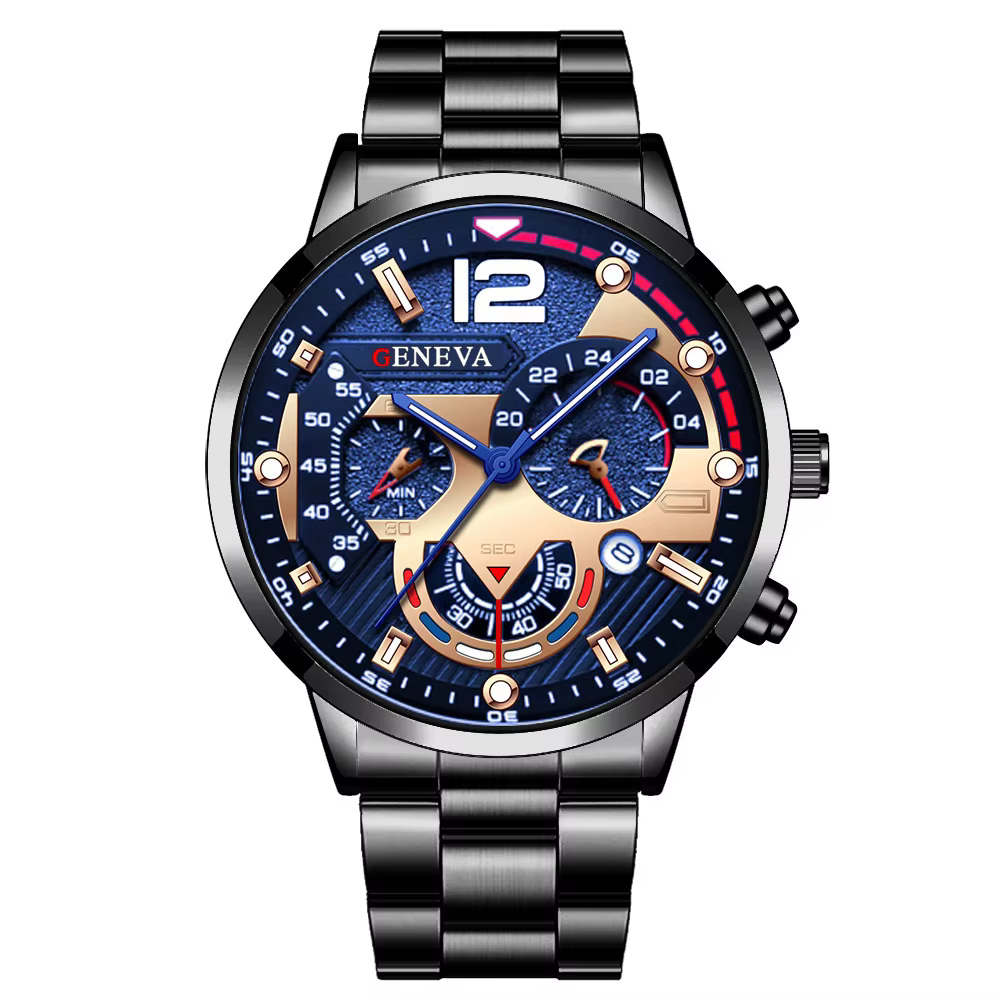 Fashion Men’s Stainless Steel Analog Quartz Watch Calendar product image
