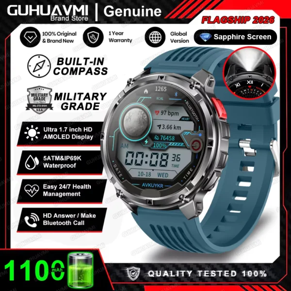2026 T-Rex3 Pro Military Smartwatch with GPS 1100mAh