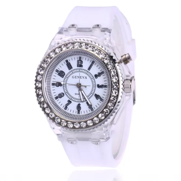 LED Luminous Silicone Wrist Watch with Rhinestones