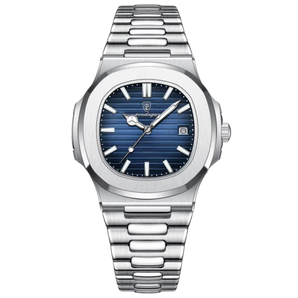 POEDAGAR Men's Waterproof Luminous Square Quartz Watch