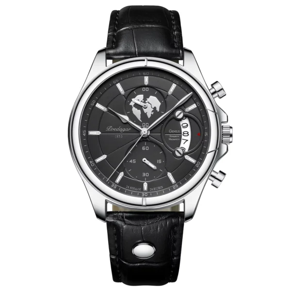 POEDAGAR Luxury Men’s Leather Chronograph Watch