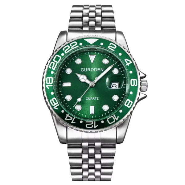 CURDDEN Men's Stainless Steel Quartz Watch with Calendar