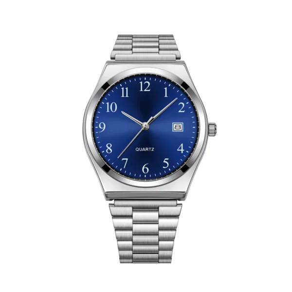 LUCKY FOX Minimalist Stainless Steel Wristwatch with Black Dial
