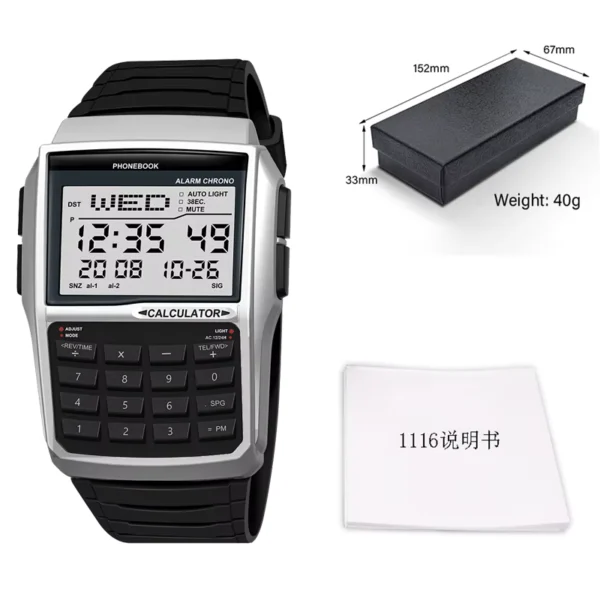 SHUAIKE Men's Multifunctional Digital Calculator Watch