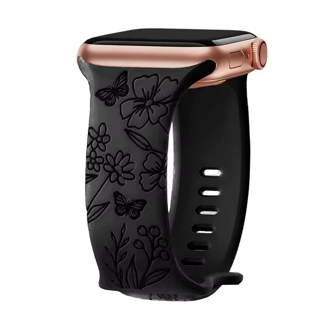 CAOWTAN Floral Silicone Band for Apple Watch All Sizes