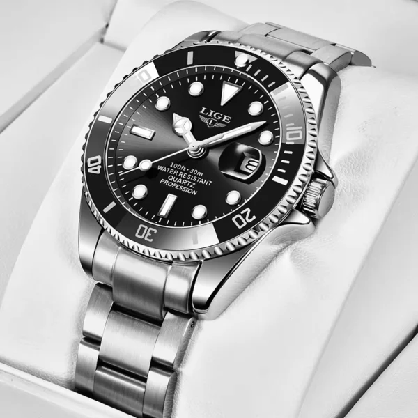LIGE Luxury Men's Diver Watch 30ATM Waterproof Quartz