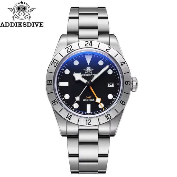 ADDIESDIVE 39mm Quartz GMT Stainless Steel Watch
