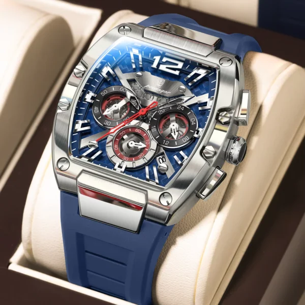 POEDAGAR Men's Luxury Quartz Sports Watch Silicone Strap
