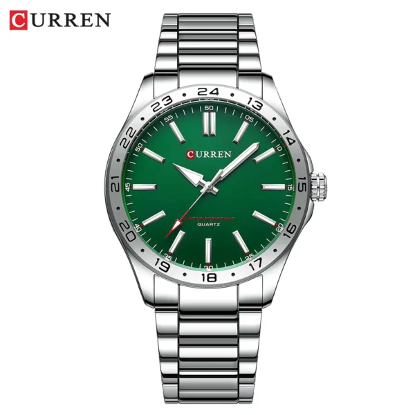 CURREN 8452 Men's Quartz Watch Stainless Steel Black Silver
