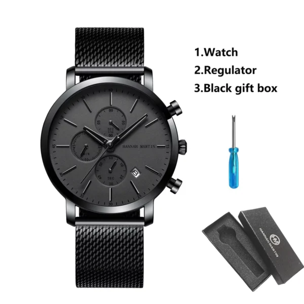 Hannah Martin Men's Black Stainless Steel Sports Watch