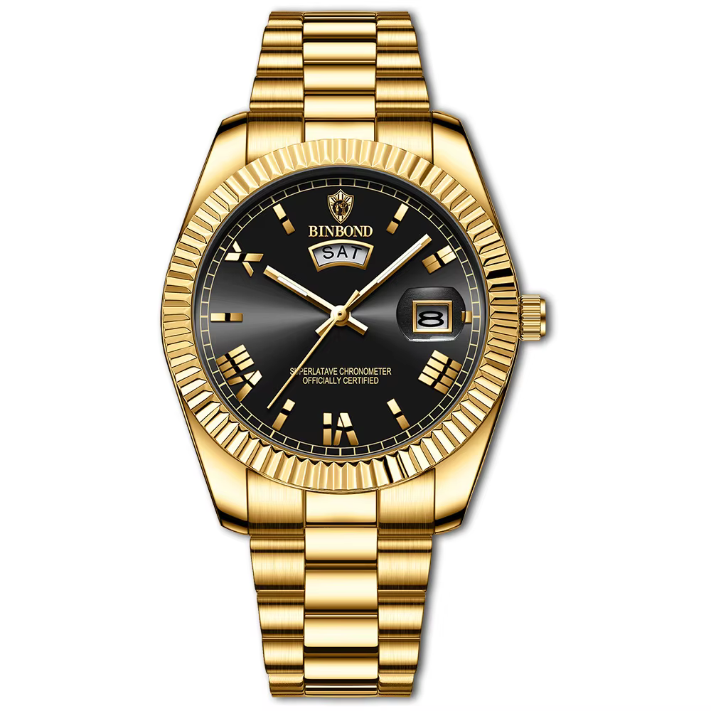 BINBOND Men's Stainless Steel Quartz Business Watch