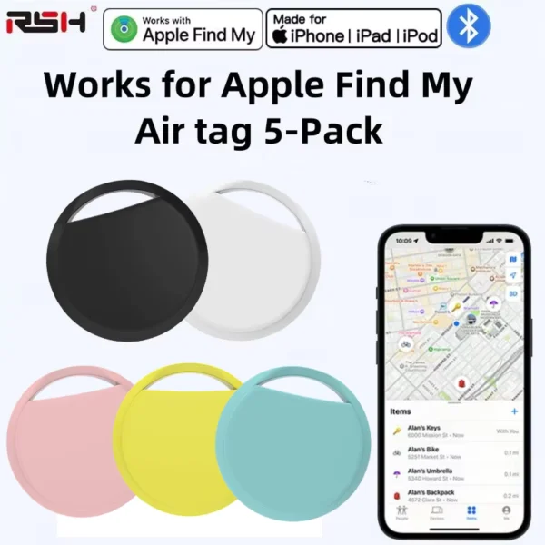 5-Pack Smart AirTag Tracker for Apple iOS Devices