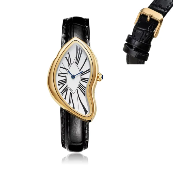 Alien Crash Melt Y2K Leather Strap Quartz Wristwatch