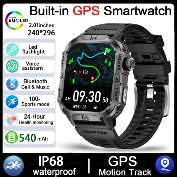 2026 DAORKOW Outdoor Military Men's Smartwatch with GPS