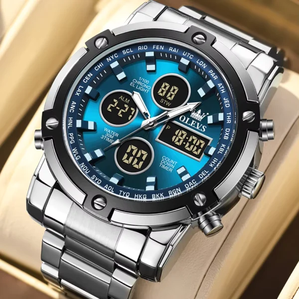 OLEVS Men's Stainless Steel Analog-Digital Watch