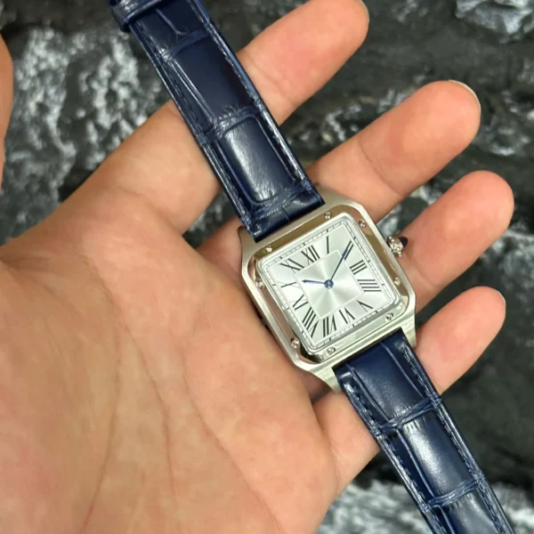 Luxury Men's Quartz Watch Square Dial Leather Strap