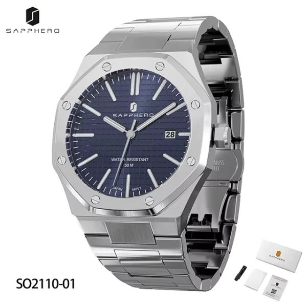 SAPPHERO Men's Stainless Steel Watch with Water Resistance