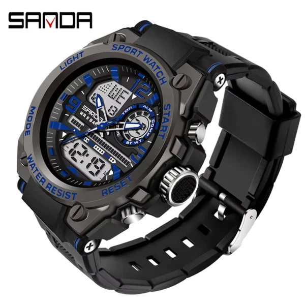 SANDA Men's Dual Display Waterproof Sports Quartz Watch